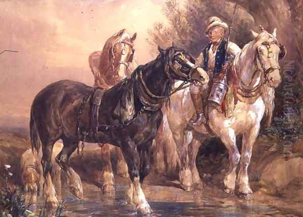 Boy and Cart Horses - view 1