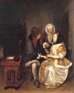 An Interior with a Couple and a Procuress- The Glass of Lemonade by Gerard Terborch