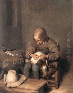 Boy Ridding his Dog of Fleas by Gerard Terborch