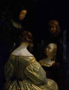 Woman at a Mirror by Gerard Terborch