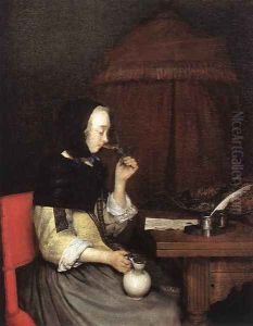Woman Drinking Wine by Gerard Terborch