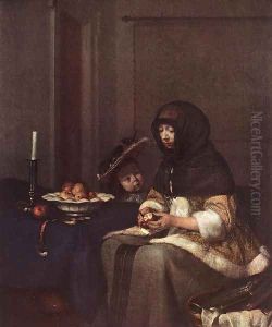 Woman Peeling Apple by Gerard Terborch