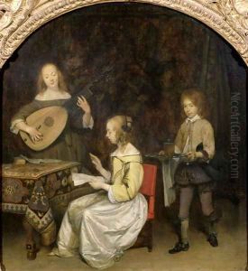 The Concert Singer and Theorbo Player by Gerard Terborch