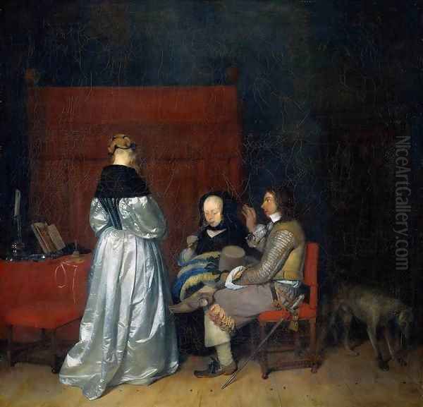 Paternal Admonition (Gallant Conversation) by Gerard Terborch