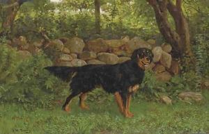 A Gordon Setter by a wood by John Martin Tracy