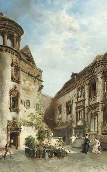 Elegant ladies in a cour carre - view 1
