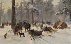 Moose Hunters' Camp In Winter