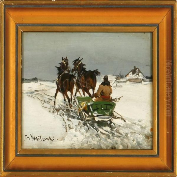 Winter Scene With A Troika - view 1