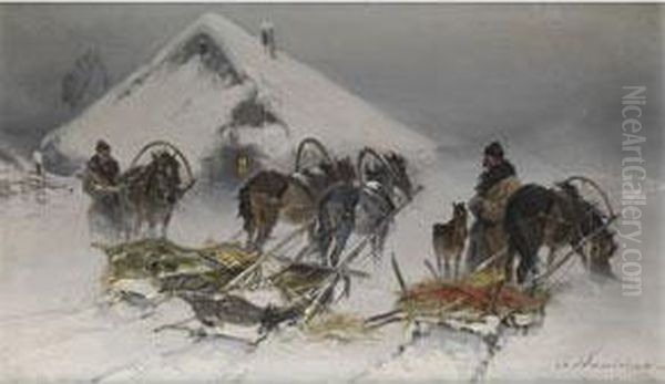Pferdeschlitten Im Winter - view 1