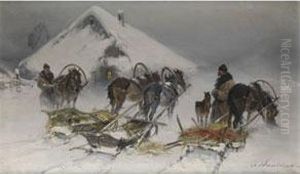 Pferdeschlitten Im Winter