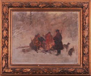 Mysliwi Przy Ognisku by Ignacy (Czeslaw Wasilewski) Zygmuntowicz