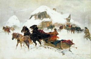 Wyjazd Na Polowanie by Ignacy (Czeslaw Wasilewski) Zygmuntowicz