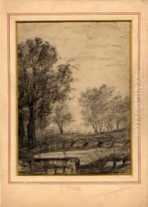 Landschaft Mit Teich Und Baumen by Anthonie Waterloo