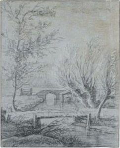 Landscape With Willow Trees By A River by Anthonie Waterloo