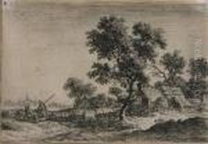 Three Peasants On A Knoll Outside A Hamlet