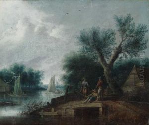 Flusslandschaft Mit Anglern by Anthonie Waterloo