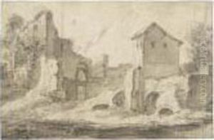 Recto: Landscape With The Ruins Of A Large Castle Verso: Study Of The Edge Of A Copse
