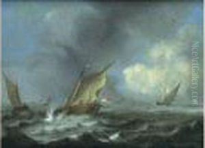 Marine Avec Des Embarcations Hollandaises Sur Une Mer Legerement Agitee Marine Avec Des Embarcations Hollandaises Sur Une Mer Legerement Agitee