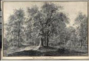 Wooded Landscape With A Road And Pond by Anthonie Waterloo