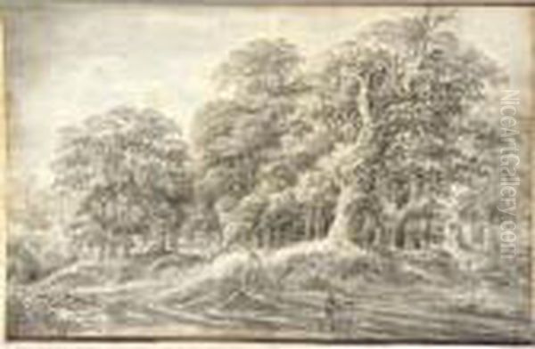 A Track On The Edge Of A Wood With A Peasant Carrying A Sheep - view 1