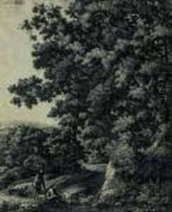 Paesaggio Boschivo Con Torrente E Viandanti by Anthonie Waterloo