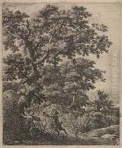 Large Upright Landscapes With Scenes From Ovid's Metamorphoses by Anthonie Waterloo