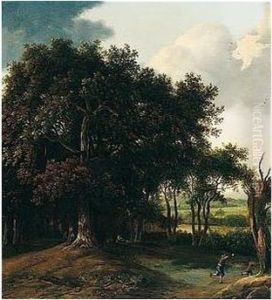 A Landscape With Bandits Fleeing At The Edge Of A Wood by Anthonie Waterloo
