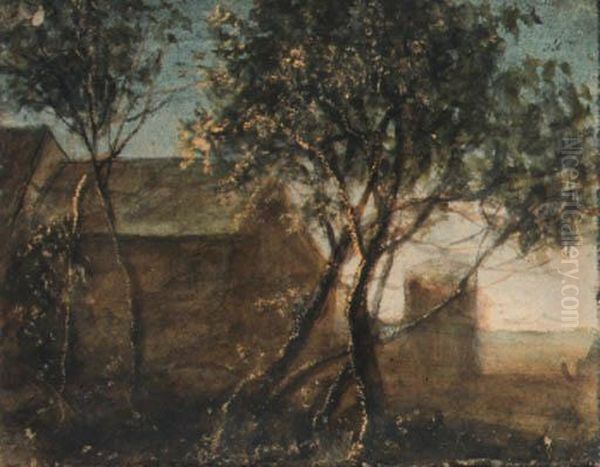 Trees By A House (recto); Trees In A Hilly Landscape (verso) - view 1