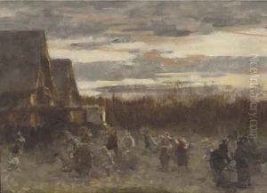 Tuinfeest bij avond the garden party by Willem Bastiaan Tholen