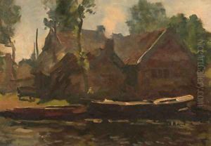 A farm along a canal in Giethoorn by Willem Bastiaan Tholen