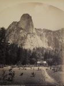 'sentinal Rock,' 3,100 Feet And 'sentinal Falls,' 3,270 Feet,california by Carleton Emmons Watkins