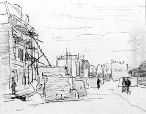 A view in a town with a building under construction