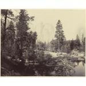 River View From The Valley, Cathedral Rocks, Yosemite by Carleton Emmons Watkins