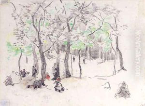 Children playing in a wooded park by Willem Bastiaan Tholen