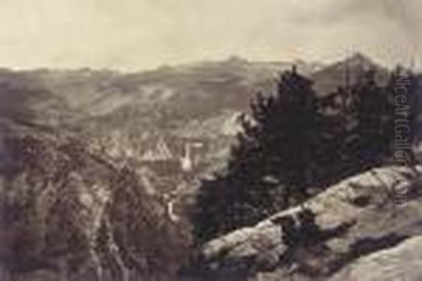 Vernal Fall And Nevada Fall From Glacier Point - view 1