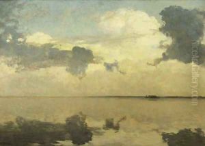 Clouds over a calm lake