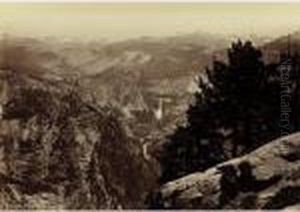 The Vernal And Nevada Falls, From Glacier Point, Yosemite by Carleton Emmons Watkins