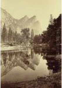 'pompompasos {the Three Brothers} Yosemite"" by Carleton Emmons Watkins