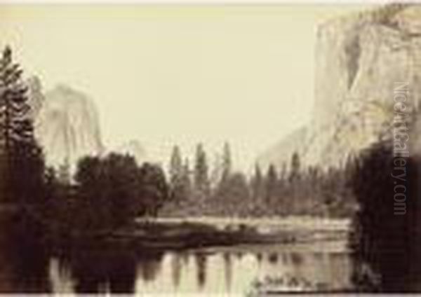 'view Down The Valley From The Ferry Bend. Yosemite"" - view 1