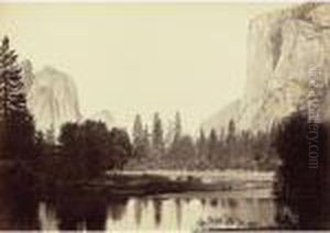 'view Down The Valley From The Ferry Bend. Yosemite"" by Carleton Emmons Watkins