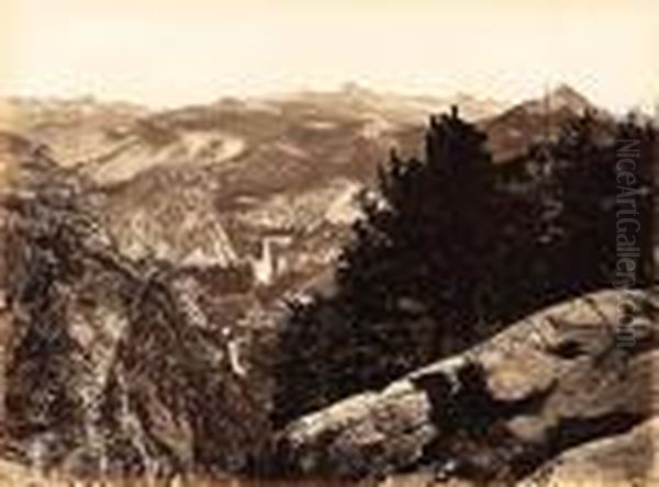 The Vernal And Nevada Falls, From Glacier Point (1865-66) - view 1