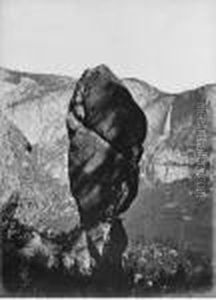 Yosemite Valley (agassiz Rock And Yosemite Falls) by Carleton Emmons Watkins