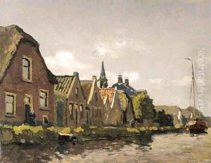Houses along a canal by Willem Bastiaan Tholen