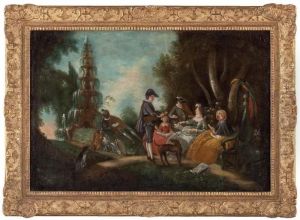 "musizierende Gesellschaft Mitzierbrunnen Im Schlossgarten" by Jean-Antoine Watteau