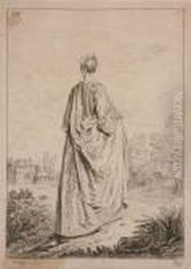 Planche Issue Des Figures De Differents Caracteres Par Audran by Jean-Antoine Watteau