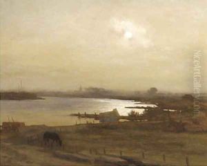A moonlit bend in the river IJssel near Kampen