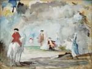 Personnages Et Cavaliers by Jean-Antoine Watteau