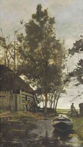A shed by a canal