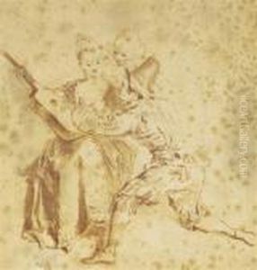 A Musician And Her Admirers by Jean-Antoine Watteau