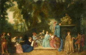 Festliche Gesellschaft Im Freien. by Jean-Antoine Watteau
